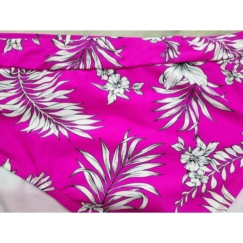 California Waves Bikini Bottoms Tropical High Waisted Size 20 22